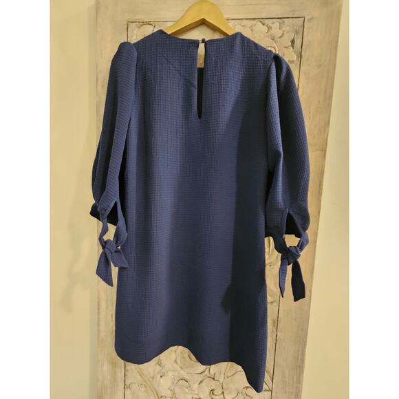 NWOT H&M Royal Blue Puff Sleeve A Line Dress Size 2 Tie Sleeve Lined - Picture 2 of 9